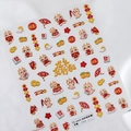 3D embossed dragon nail stickers with red and gold festive patterns for Chinese New Year - Spring Festival Greeting - 3D Relief (TS-3429)