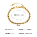 Vista dettagliata del bracciale a catena in acciaio inossidabile dorato con estensione - Stile Medio 4mm