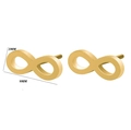 Golden infinity symbol stud earrings measuring 9mm by 3mm on a clean white background - Infinity / Gold