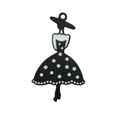 DIY black and white polka dot dress alloy pendant charm for jewelry making - Black Girl's Dress (18689)