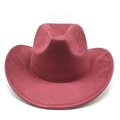 Détail d'un chapeau de cowboy bordeaux en suédine avec coutures sur le bord courbé - Rouge Vin Suède