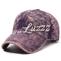 Cappellino baseball viola lavato con ricamo Luzzz bianco e trama vintage invecchiata - Regolabile / Viola