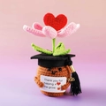 Handmade crochet potted plant doll with pink flower and 2025 graduation cap - Graduation Cap Preserved Flower