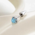 Dragon claw earring in silver finish with a light blue gemstone, unique punk style jewelry - Blue Opal Dragon Claw Style (A694-12)