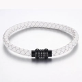 Geflochtenes weißes Lederarmband für Herren mit schwarzem Magnetverschluss aus Stahl - Weiß