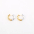 Schicke 4mm gold-silberne Edelstahl-Creolen in zweifarbigem Design mit dicker runder Form - Zweifarbig 4x10mm (1 Stück)