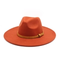 Detail of caramel wide brim fedora hat featuring a crocodile embossed leather band - M (56-58cm) / Caramel color