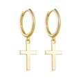 Orecchini a cerchio in argento 925 dorato con ciondolo a croce da donna punk - Argento 925 / Giallo