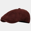Berretto newsboy retrò bordeaux in finto scamosciato con design classico ottagonale - Regolabile / Borgogna
