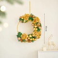 Ghirlanda natalizia dorata da 40 cm con rose e aghi di pino per decorazione pareti - Ghirlanda Natalizia a Mezzaluna d'Oro [Piccola] / 40CM