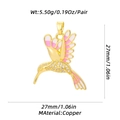 Golden hummingbird pendant with pink enamel wings and copper material details - Pink Enamel Hummingbird Shaped Style (XL-378B) / Pendant