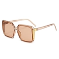 Gafas de sol cuadradas de gran tamaño con montura ámbar transparente y detalles de oro - Talla única / Montura Té Transparente Lentes Té