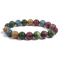 Natural stone elastic bracelet with colorful amethyst and tiger eye polished round beads - 10mm Rainbow Tourmaline