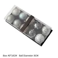 Set of 10 silver and blue Christmas ball ornaments in 8cm size with various textures - Blue-Grey (8cm)
