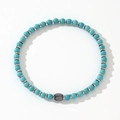 Men's natural turquoise bead bracelet with hematite spacers and magnetic clasp - Blue-Green Turquoise Silver Spacer Magnetic Bracelet (B-B24061104A)