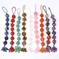 Handmade woven car hanging ornament set featuring seven chakra natural raw crystal stones - White Crystal