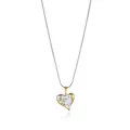 Dettaglio di una collana con ciondolo a cuore bicolore e finitura martellata - N.6 Cuore Martellato Bicolore
