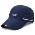 Dark blue quick-dry baseball cap with reflective stripes and breathable laser-cut holes - Navy Blue