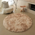 Plush round beige tie-dye rug on light wood floor in a cozy modern living room - Diameter 80cm / Tie-dye Beige Camel