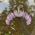 Diadema de cristal de cuarzo aura púrpura con accesorio de luna creciente plateada - Morado