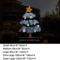 Golden star Christmas tree static window sticker in blue hand-drawn style - Small / Sduv-470