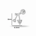 Silver G23 titanium labret stud with cherry zircon pendant 8mm height 6.5mm width - Cherry Style (4#) / Silver