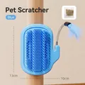 Blue cat self groomer wall corner brush with spring feather toy and catnip pouch - Blue Feather Style