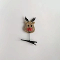Pince à cheveux de Noël avec visage de renne pailleté doré et bois noirs pour enfants - Tête de Cerf