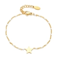 Bohemian gold stainless steel bracelet with white enamel beads and star charm - White