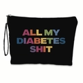 Detail of black canvas organizer bag with colorful All My Diabetes Shit text print - Diabetes Supplies Style (xy-002-05)
