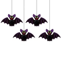 Set di 4 pipistrelli decorativi 3D a nido d'ape con ali viola per festa di Halloween - Pipistrello 4 Pezzi/Confezione / 31cm*24cm*1cm