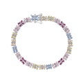 Floral S925 sterling silver bracelet with multi-color marquise cubic zirconia gems - 925 Silver / Marquise Flower Cluster-16cm (DY150244)