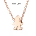 Polished rose gold necklace with a minimalist boy pendant on a classic O-link chain - Rose Gold Boy (KN119302-KC)