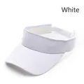 Classic white cotton canvas sun visor hat with adjustable strap and stitched brim - White