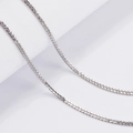 Polished S925 sterling silver Chopin chain necklace with elegant braided texture and shine - Chopin Chain / 50+10cm / White Gold