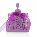 Detailed laser-cut purple princess gown gift box with elegant floral hollow patterns - Dark Purple