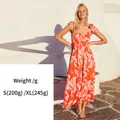 Elegante abito lungo floreale arancio rosa senza maniche con balze e lacci regolabili - 2XL / Stampa Rosa