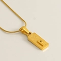 Golden stainless steel snake chain necklace with a frosted square letter P pendant - Letter P