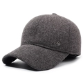 Dunkelgraue Herren-Winter-Baseballkappe mit warmem Fleecefutter und Wolltextur-Finish - Verstellbar / Grau