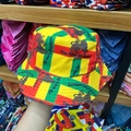 Detail of Rasta bucket hat featuring the Lion of Judah print and red yellow green stripes - 10# Lion of Judah Rasta