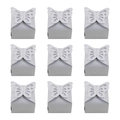 Elegant hollow butterfly pearl paper favor boxes in silver grey set of nine pieces - White
