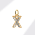 Golden micro-pave zircon letter X pendant necklace with sparkling crystal details - Gold (Letter X)