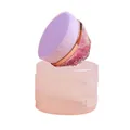 Flacher Foundation-Pinsel mit lila Borsten und rosa Glitzergriff in klarem Etui - Pink Violett + Abdeckung - Flüssigkeit