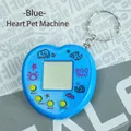 Blue heart-shaped virtual pet game console with 4 yellow buttons and keychain - Heart Shape/Candy Blue