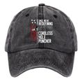Washed black cotton baseball cap featuring vintage American flag and rifle embroidery - L (58-60cm/Adjustable) / Washed Charcoal Black (Cordless Hole Puncher)