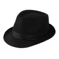 Classic black woven summer fedora hat with satin band for sun protection and style - Adult Size (58cm) / All Black with Black Band