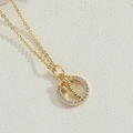 Minimalist 14K gold plated necklace featuring a cobra pendant with white zircon ring - Cobra (XL3112)