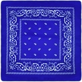 Royal blue paisley bandana with classic white pattern in a flat lay square shape - Sapphire Blue