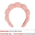 Pink puffy spa headband dimensions 17x18x4cm with cloud sponge texture detail - 3# Towel Cloth Watermelon Red Headband
