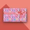 Pink rectangular gift box with cute cartoon cat patterns and a satin ribbon bow - Style 2 (Pink Cats)